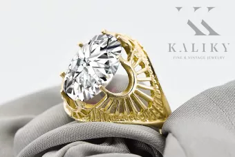 Zircon Or jaune 14 carats Anneau Vintage vrc003y